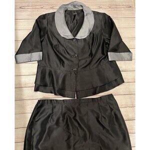 Dana Kay 2PC Women's Black Silver Dress Suit Formal Plus Size 20W & 24W